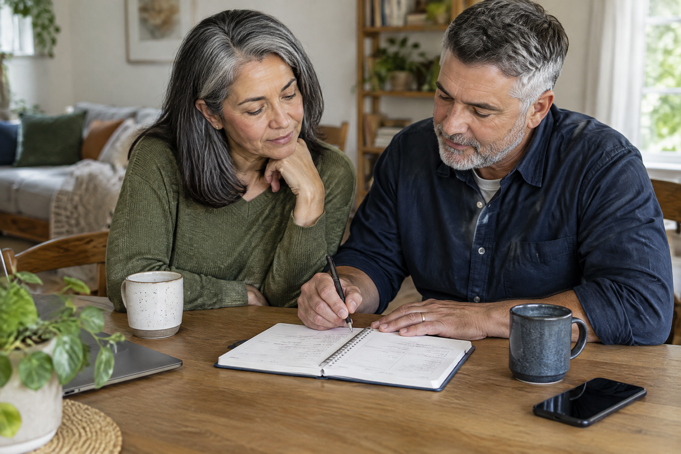 A couple writing shared goals
